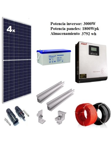 Kit Solar Casa Campo 1000W 12V 4000Wh/dia