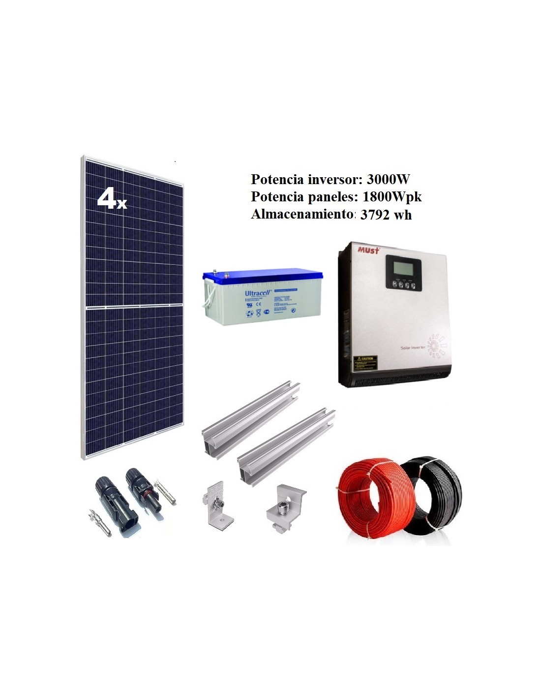 Kit Solar Casa Campo 1000W 12V 4000Whdia